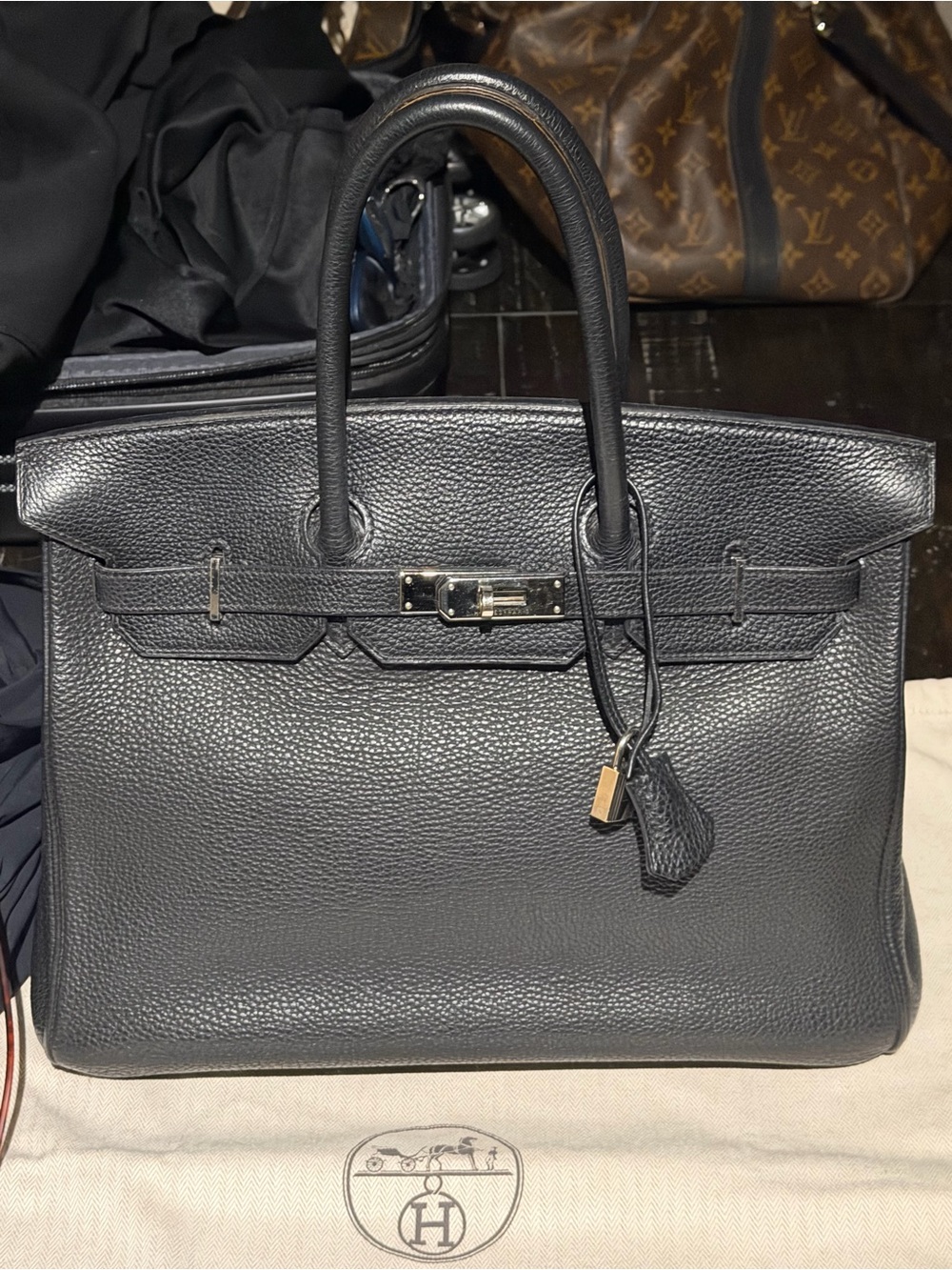 Hermes Birkin 35 Noir Togo on Palladium I stamp 2005 incredible condition